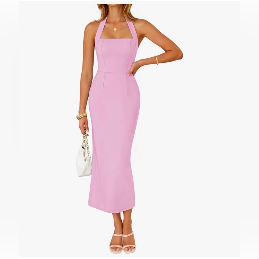 NWT PINK WEDDING GUEST MIDI PARTY DRESS-S